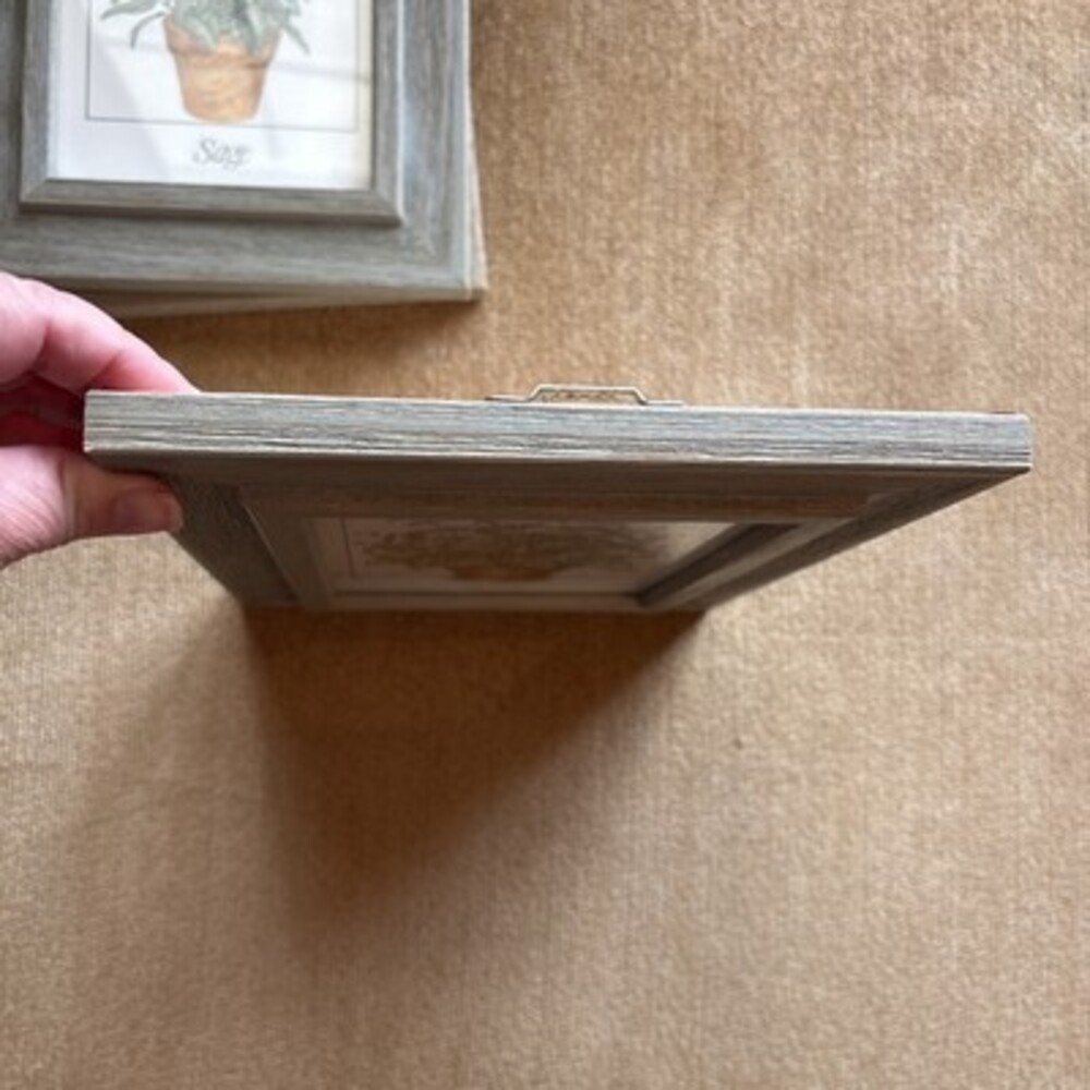 EUC Set Of Three Herb Portraits Thyme Sage Basil, Faux Wood Frame, 9 1/2 X 7 1/2 - Picture 6 of 12